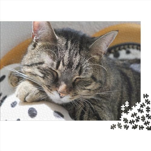 Chat Puzzle Adulte 1000 Pièces Cadeau Famille Animaux de Compagnie Puzzle Classique 3D Puzzle Jouet en Bois Cadeau Unique Décoration Intérieure 1000pcs (75x50cm)