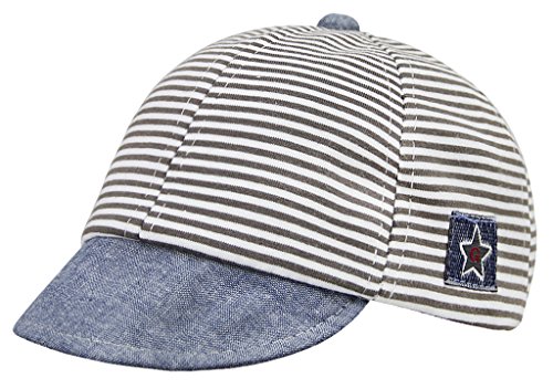 Gorra de béisbol para niños, con diseño de rayas clásicas, para bebés de 3 a 12 meses, gris, 3 meses