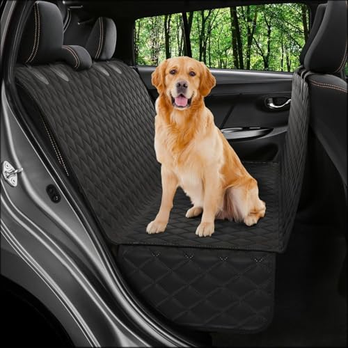 Image of Dog Car Seat Cover for Back Seat, Waterproof Hammock for Car, SUV & Truck, Non-Slip Backseat Cover for Dogs, Heavy-Duty Dog Hammock Style Seat Protector Pets. (Black, 41 inchx59 inch)