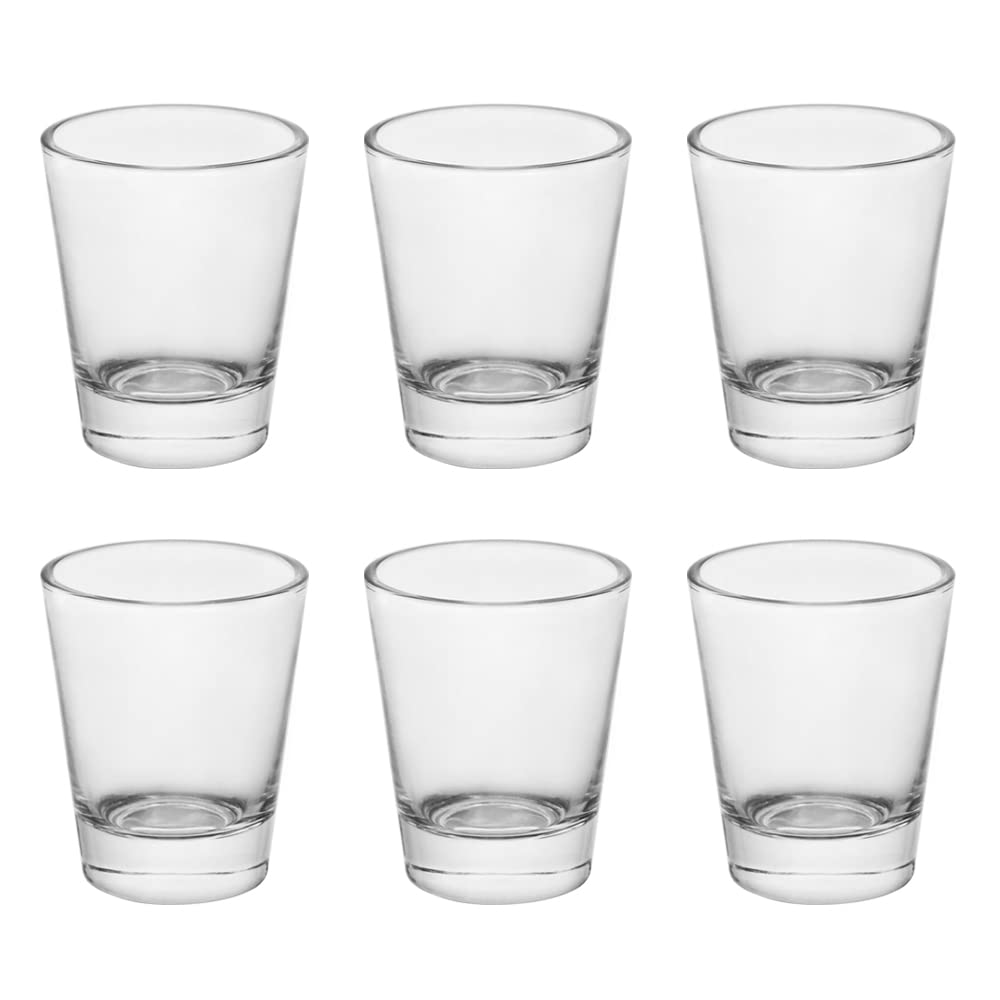 Heavy Base Shot Glasses, 1.5 oz Sets of Clear Shot Glass (6 Pack), Measuring Cup for Espresso, Liquid, and Wine - Heavy Glass (Glass, 6Pack)