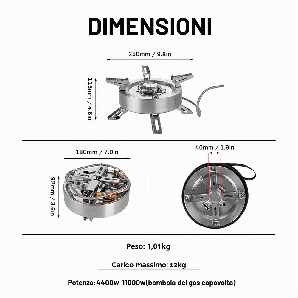 Fire-Maple Saturn Fornello a Gas da Campeggio ad Alta Potenza 4400W-11000W con Doppio Pre-riscaldamento, Bruciatore a Gas Pieghevole e Divisibile, Portatile con Custodia