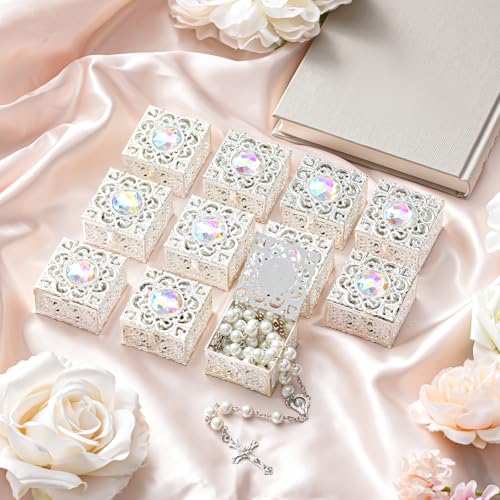 ROCEEI Catholic Rosary Beads Confirmation Gifts First Communion Rosary Necklace with Box for Women Men Teenage Elders Prayer Christian Gifts Set3