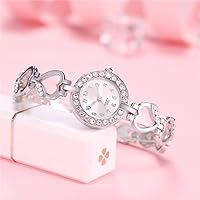 Vista 5 de ADSBIAOYE Reloj de pulsera de diamantes de lujo para mujer - Elegante correa de acero inoxidable hueco formal