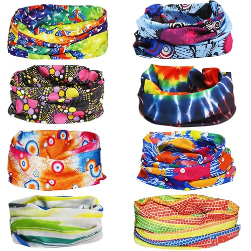 Image of 8 Pack Multifunctional Headwear, Seamless Neck Gaiter for Outdoor Sports