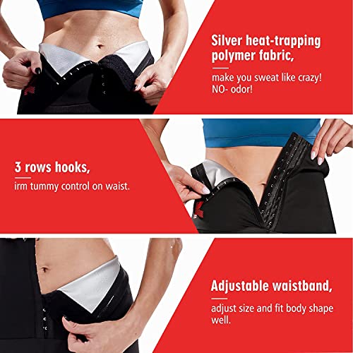 Image of Sauna Pants for Women Tummy Tucker Belly Fat | Neoprene Thermal Sweat Gym Pants with Hook & Eye Closure | High Waist Tummy Control Shapewear Yoga Gym Wear Leggings