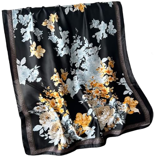 Women's elegant temperament floral print silk scarf female shawl warm long scarf