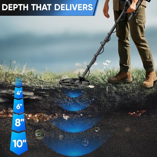 Image of Metal Detector for Adults Professional - 1800mAh Rechargeable Gold Detector, 6 Detection Modes, 10 inch IP68 Waterproof Coil, New Advanced DSP Chip for Beach & Treasure Hunting