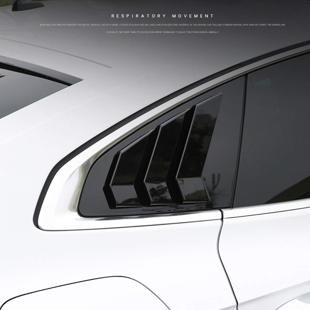 ITrims for Volkswagen Passat CC 2017 2018 2019 Rear Car Side Window Louvers Vent Cover Trim Shutter 2PCS Auto Car Accessories Decoration (Glossy Black)