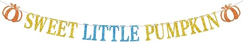 Cartel de calabaza con texto en inglés "Sweet Little Pumpk", con temática de otoño, para baby shower, cumpleaños, Acción de Gracias, suministros de