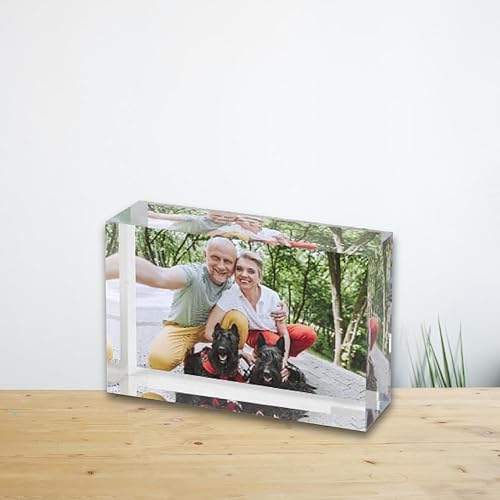 MyPhoto Bloque de fotos personalizado en bloque acrílico de 1 pulgada de grosor  Sube tu propia foto  Regalo personalizado para aniversario,