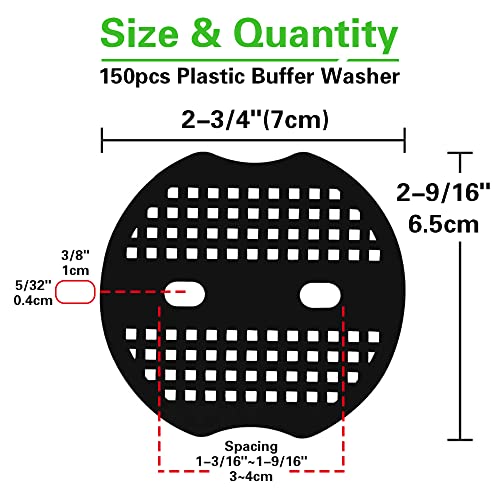 Bakulyor 150pcs Garden Staples Plastic Buffer Washer, Landscape Staple Stakes Gaskets, Yard Pins Gasket for Weed Barrier Fabric, They Keep The Barrier from Ripping & Create a Sturdier Hold - Black - Thumbnail 2