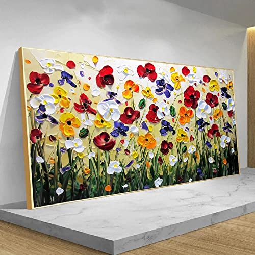 Peinture sur toile fleurs 40x80cm décoration murale pour masquer les murs nus