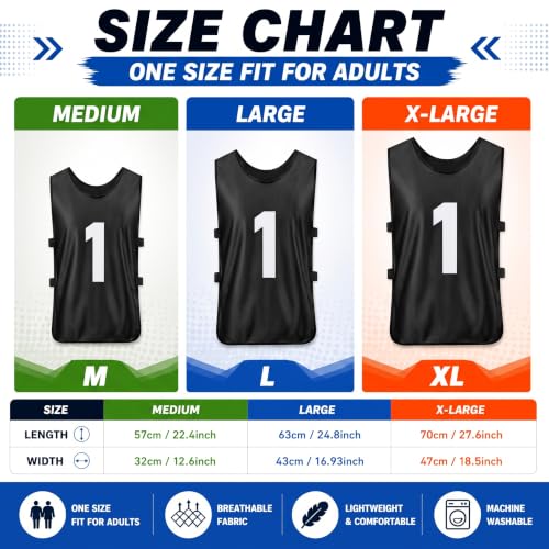 Image of Yahenda 24 Pcs Sports Pinnies Soccer Scrimmage Practice Vests Numbered Soccer Team Pennies with Belt for Adult