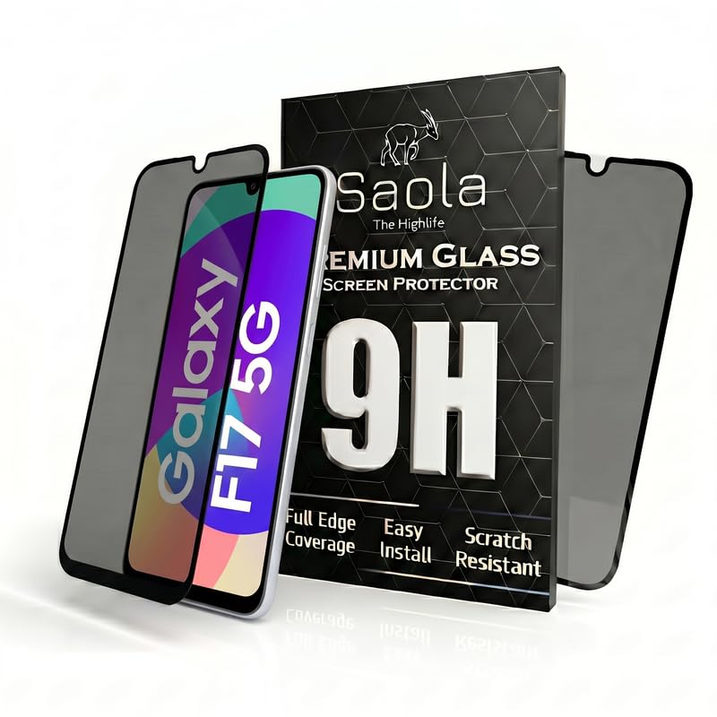 Image of Saola Ultra Privacy Tempered Glass For Samsung Galaxy F17 5G (PACK OF 1) with Free Installation Kit. Full screen Coverage. Free Replacement If Received Damaged - 6.7 inch