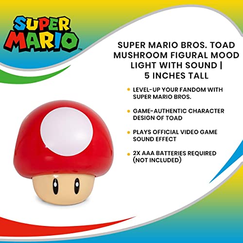 Action Figure Acessório Luminaria Nintendo Super Mario Bros - Mushroom com Som, Paladone, PP4017NN,