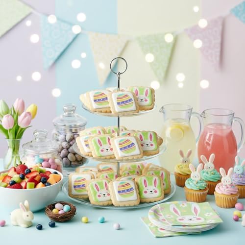 Image of Happy Easter Cookies 12 Pack Party Favors Basket Decorated | INDIVIDUALLY WRAPPED Bunny Eggs Chick Sugar Cookies | Gift Basket Peanut & Nut Free Bulk Treats Snacks