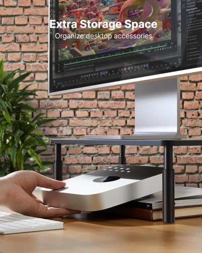 Image of HUANUO Monitor Stand, Monitor Stand Riser 3 Height Adjustable, Monitor Riser with Airflow Vents, Laptop Stand for Desk, Laptop Riser, Desk Organizer for Monitor, Laptop, PC, Printer