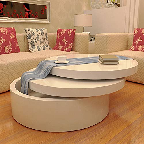 Drehbarer mehrschichtiger Couchtisch mit Stauraum, runder Beistelltisch, niedriger Tisch, moderner leichter Luxus-Teetisch, multifunktionales Möbel, 60 cm – Bild 5