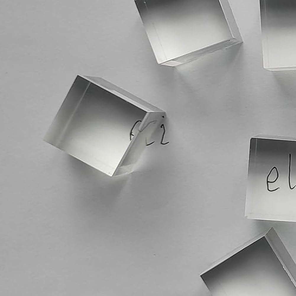 10 Stück quadratische Acrylblöcke, transparent, 2,5 x 2,5 x 2,5 cm – die Seiten sind poliert, quadratischer Schaft aus Kunststoff und einfach zu installieren