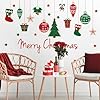 Merry Christmas Wall Decals Red Xmas Tree Snowflake Christmas Wall Stickers Removable Peel and Stick Art Murals for Bedroom Nursery Classroom Kids Room Christmas Party Decoration (Christmas) #1