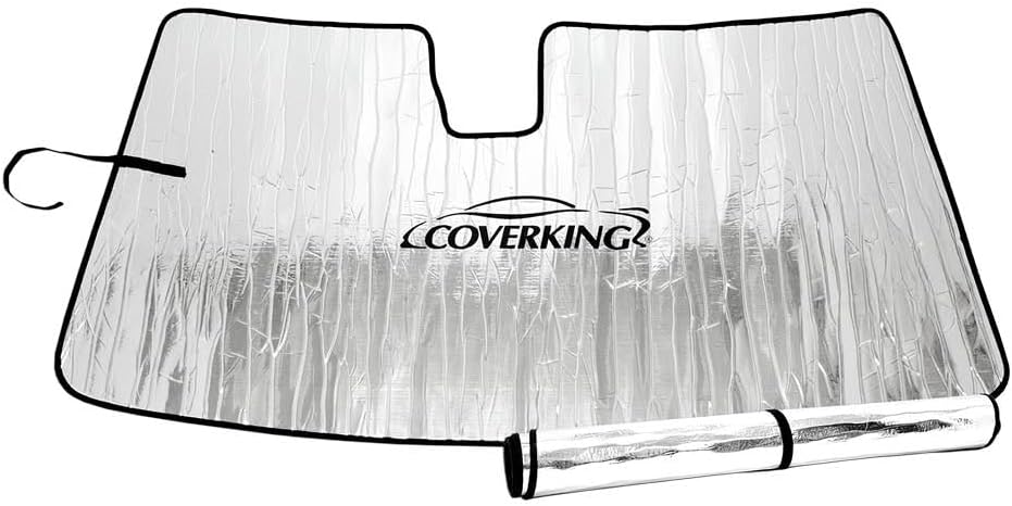 Roll-up Windshield Sunshade Compatible with Toyota Tundra 2014-2021 - Custom Fit UV Heat Reflective Sunshield, Fits Models with Large Sensor Box