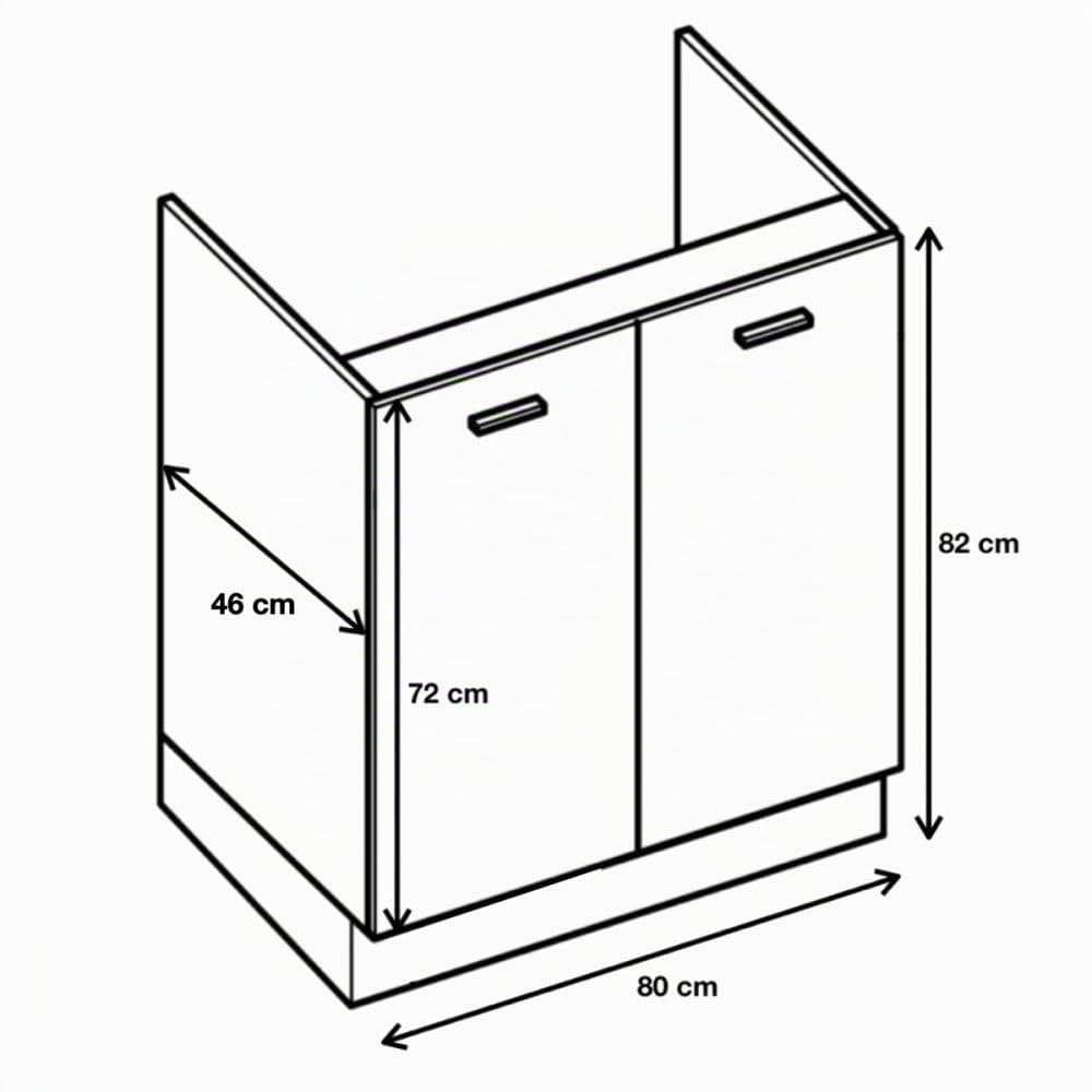 Cuisineandcie - MEUBLE SOUS EVIER ECO Chêne Naturel 2 Portes L 80cm - Meuble Sous Evier Cuisine, Meuble Evier Cuisine, Rangement meuble sous evier