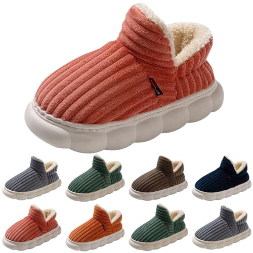 Women's Fleece Lined Slippers Couple Solid Thick Sole Slippers Plus Velvet Boot Womens Bedroom Slippers Size 8 High2