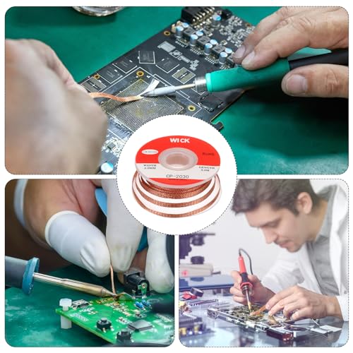 Image of MECCANIXITY Solder Wick Braid No-Clean Desoldering Wick Braid 0.08 Inch Width 10 Feet Length for Remove the Solder Electrical Components 1 Pack
