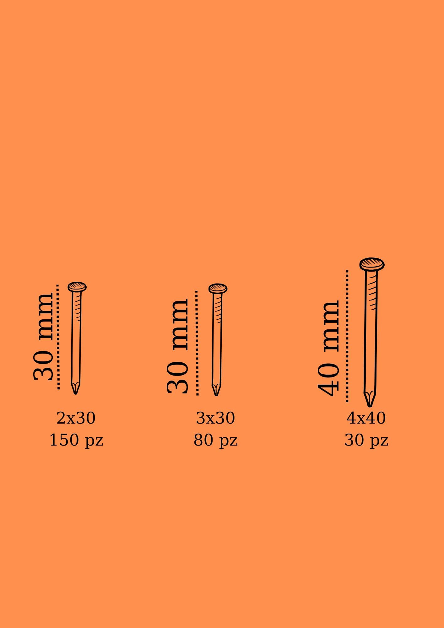 Netzerkoz set 260 chiodi in cemento - 3 tipi di chiodi in acciaio per cemento, mattoni, intonaco, legno, pareti e parquet, assortimento con scatola di immagazzinaggio