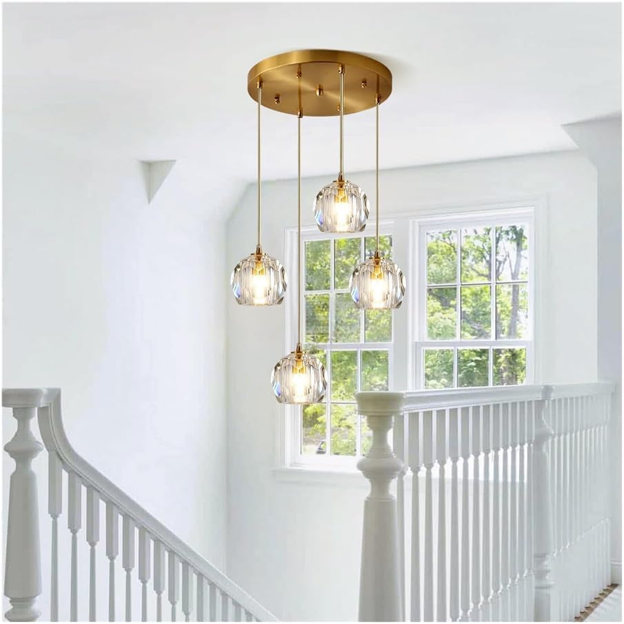 Lustre moderne cuivre ajustable pour hauts plafonds et escalier - 2