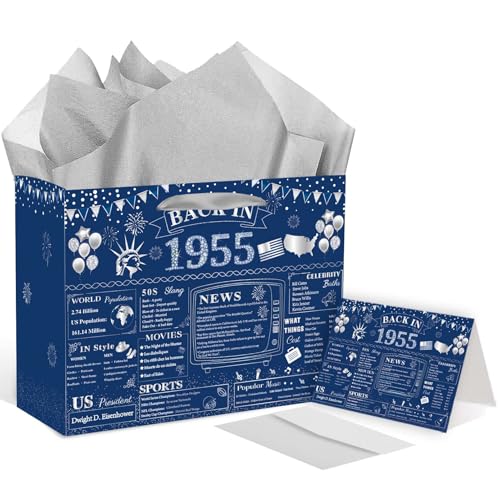 70th Birthday Gift Bag Set - Vintage 1955 Theme...
