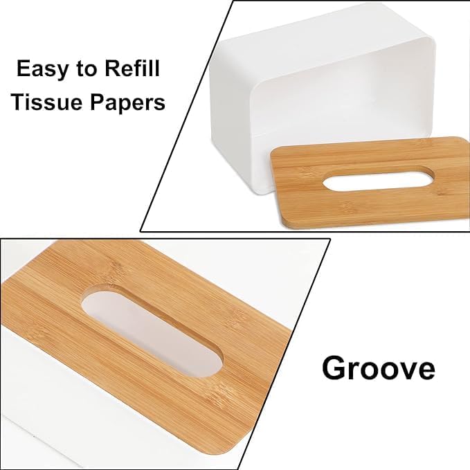 Image of Multipurpose Cable Management Box with Wooden Lid | Wire Organizer & Storage Box for Power Strips, Chargers & Cables | Desk & Home Organizer