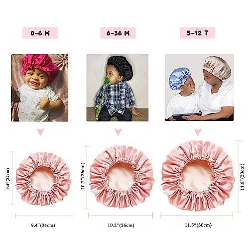 Yanibest Baby Satin Bonnet Sleep Cap For Curly Hair - Double Layer Reversible Adjustable Silky Satin Cap For Infant Toddler Child(6-36Months,Pink) #TOP4