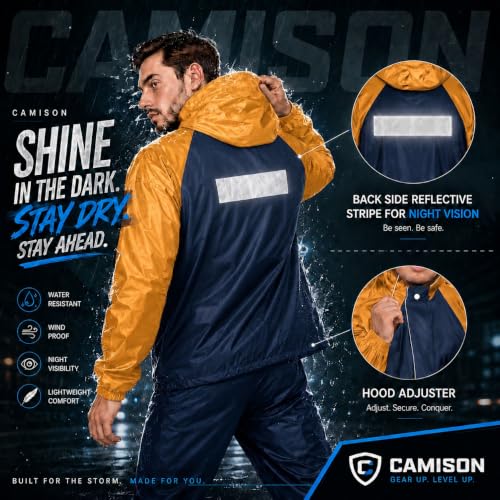 Image of Mens Raincoat Suit with Pant Set Eluxia Series | Waterproof Lightweight Breathable Rain Wear | Elastic Cuff & Waterproof Zipper Raincoat for men waterproof