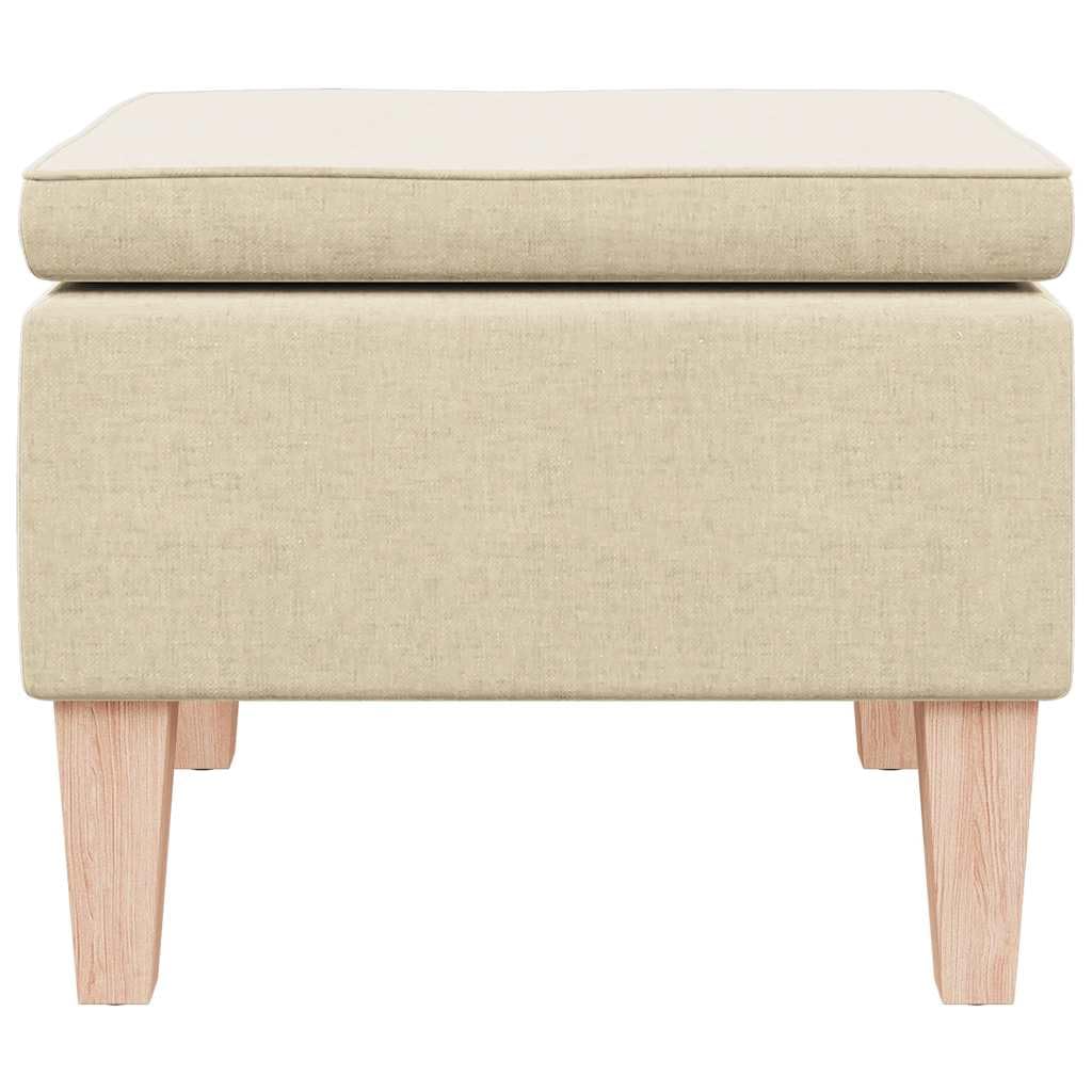 vidaXL Hocker, Fußhocker mit Holzbeinen, Polsterhocker Fußbank für Wohnzimmer Schlafzimmer Flur, Fußschemel Fußstütze Sitzhocker, Creme Stoff