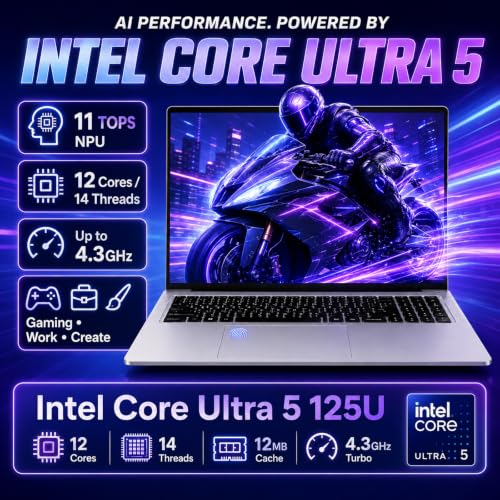 Image of 15.6 inch Gaming Laptop,24GB DDR5 1TB SSD,2026 AI PC Intel Ultra 5 125U(4.3GHZ)