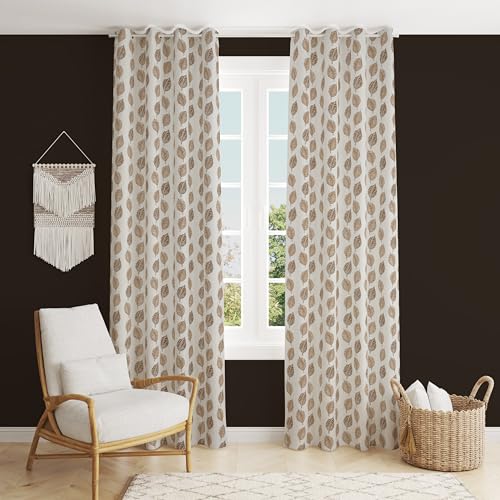 Image of Room Darkening Home Decor Curtains for Living Room, Bedroom Doors and Windows Panel, Parda, Eyelets Hanging, Brown, 4 x 9 Feet, Pack of 2