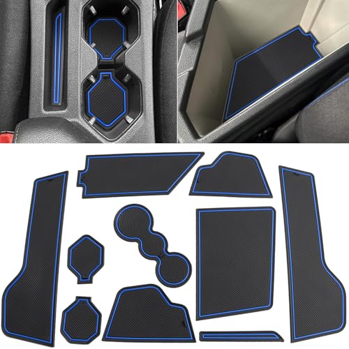 Auovo Protector Mats for Volkswagen Jetta Accessories 2025 2019-2024 Custom Fit Cup Holder Inserts Door Console Liners Dust Mat Car Interior Trim(10-pc Set)(Blue)