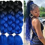 Braiding Hair Ombre Blue Braiding Hair Kanekalon Braiding High Temperature Fiber Crochet Twist...