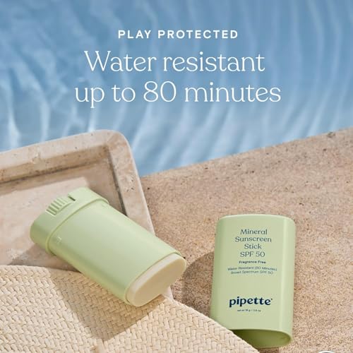 Image of Pipette Baby Mineral Sunscreen Stick SPF 50, 0.6 oz (Pack of 2) | Water-resistant Non-nano Zinc Oxide Mineral Sunscreen, UVB /UVA Sunblock for Kids & Sensitive Skin, Travel Size Sun Protection