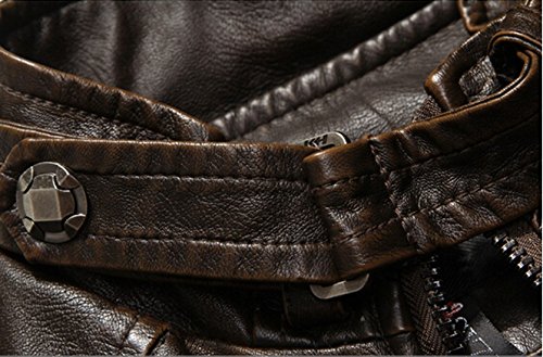 Image of chouyatou Men's Vintage Stand Collar Pu Leather Jacket