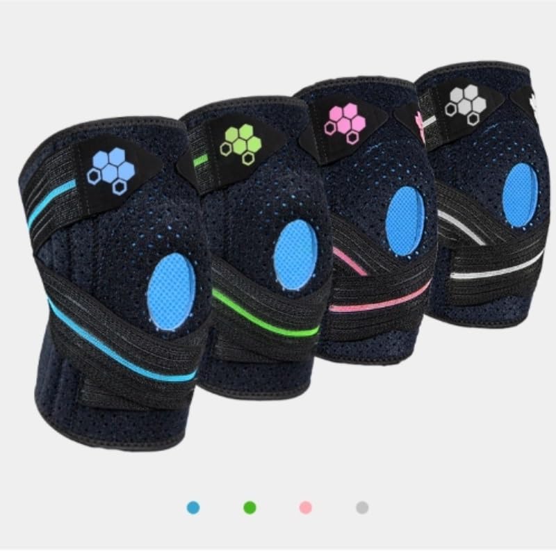 Breathable Straps With Pressure Adjustable Sports Outdoor Knee Pads with Silicone Spring Strip Support