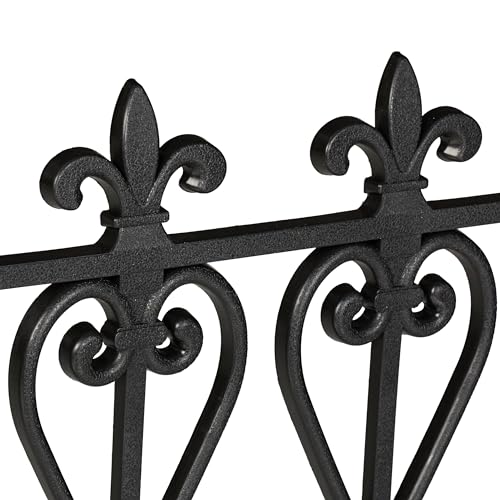 Relaxdays Beeteinfassung, 6er Set, Kunststoff, HxB: je 32,5 x 61 cm, Beetumrandung Garten, Zierzaun zum Stecken, schwarz