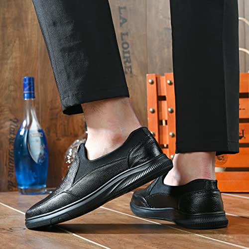 Image of Men's Breathable Fashion Oxford Shoes Casual Loafers Leather Shoes Dress Shoes-196-Black-EU44=US10.5