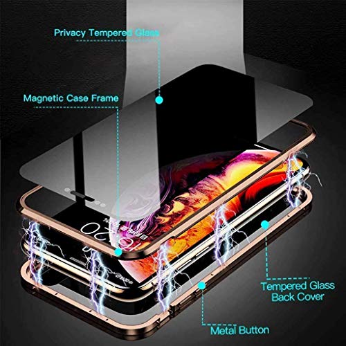 Accrew Privacy Magnetic Case For Iphone 11, Anti Peep Magnetic Adsorption Privacy Screen Protector Double Sided Tempered Glass Metal Bumper Frame Anti-Peeping Case Anti-Spy Cover For Iphone 11 Gold #TOP4