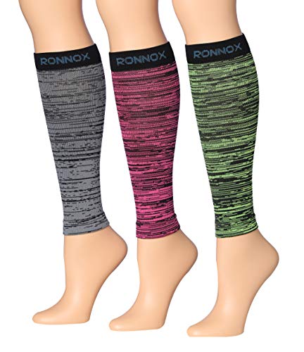 Ronnox Women's 3-Pairs Bright Colored Calf Compression Tube Sleeves