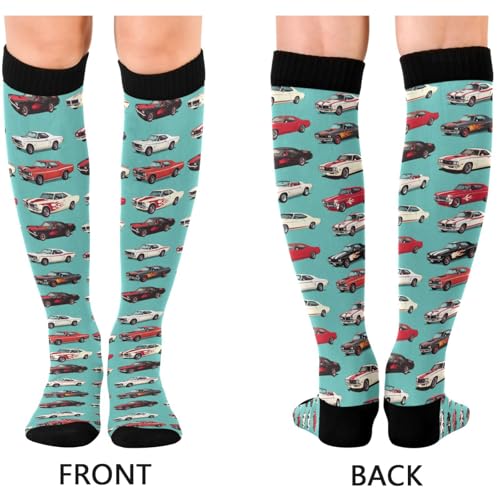 Image of Pigsaly Womens Compression Socks Yellow Stars Funny Brown Capybara Knee High Socks Athletic Tube Sock Outdoor Sport Socks