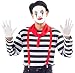 Men's Mime Costume Set with Makeup Kit (Adult X-Large)