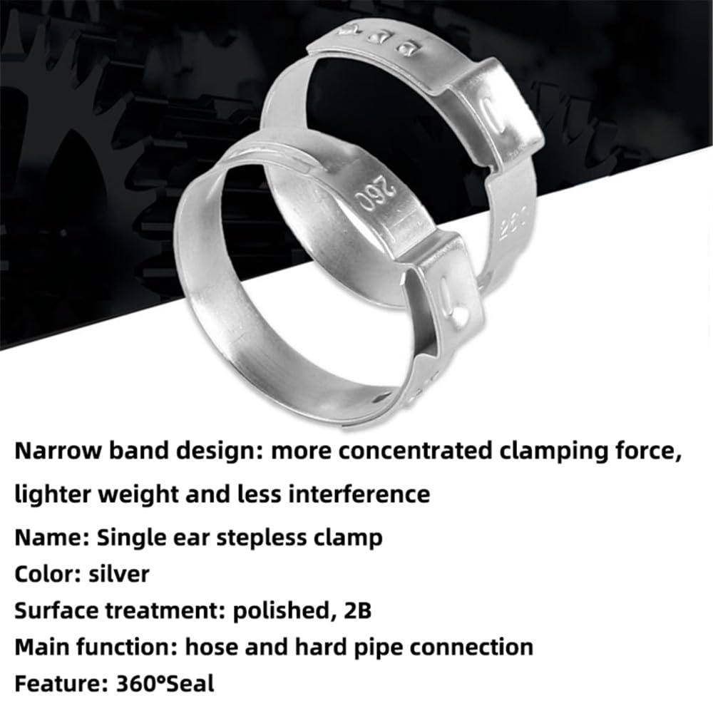 Abrazadera de tubo,Anillos de abrazadera, 50 fascette stringitubo for orecchio singolo 5,3-42 mm Specifiche multiple Kit di assortimento fascette for tubi auricolari in acciaio inossidabile 304, CINA,