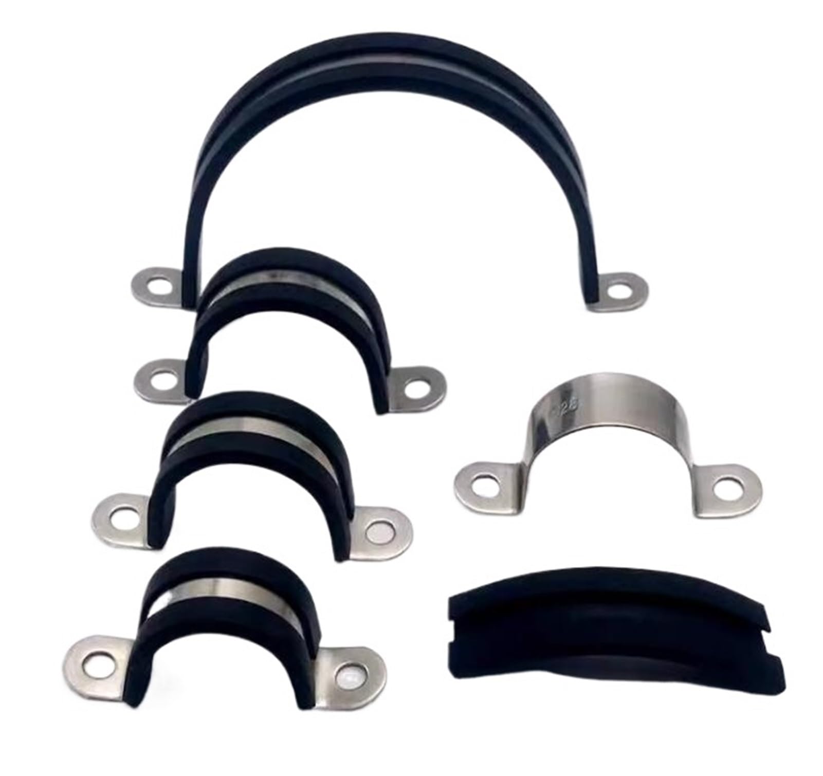 Pipe Clamps 5pcs 22-48mm 304 Stainless Steel Saddle Clamp PVC Fixed Hose U-Shaped(22mm)